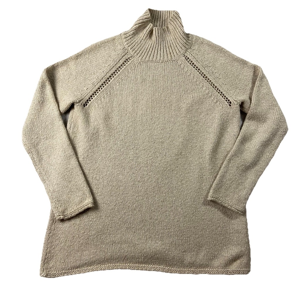 Pure Jill Long Sleeve Mock Neck Sweater Cream Beige Women's XS Classic Soft FLAW